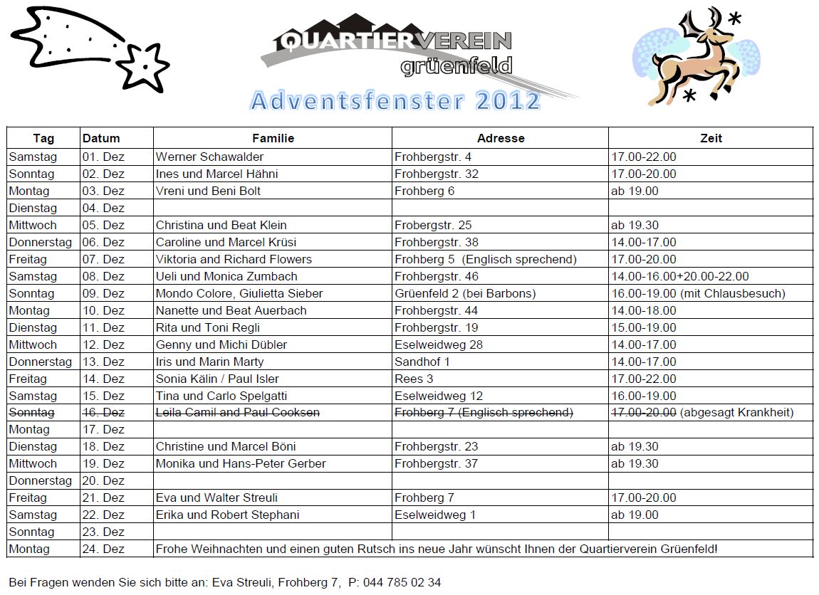 Kalender Adventsfenster 2012